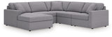 Modmax Granite Performance Fabric,Next-Gen Nuvella™ 5-Piece Sectional with Chaise