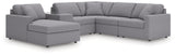 Modmax Granite Performance Fabric,Next-Gen Nuvella™ 6-Piece Sectional with Chaise