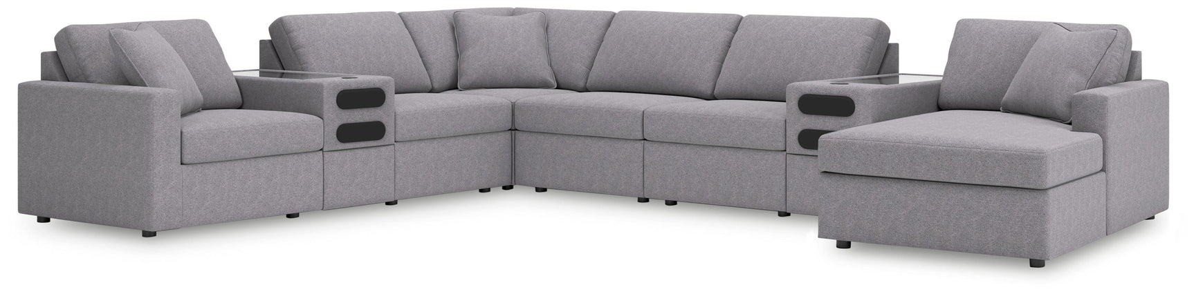 Modmax Granite Performance Fabric,Next-Gen Nuvella™ 8-Piece Sectional with Audio System and Chaise