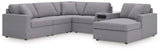 Modmax Granite Performance Fabric,Next-Gen Nuvella™ 6-Piece Sectional with Audio System and Chaise