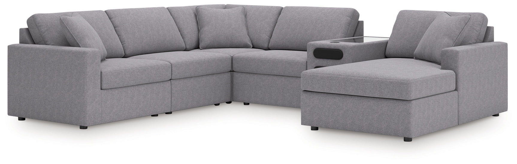 Modmax Granite Performance Fabric,Next-Gen Nuvella™ 6-Piece Sectional with Audio System and Chaise