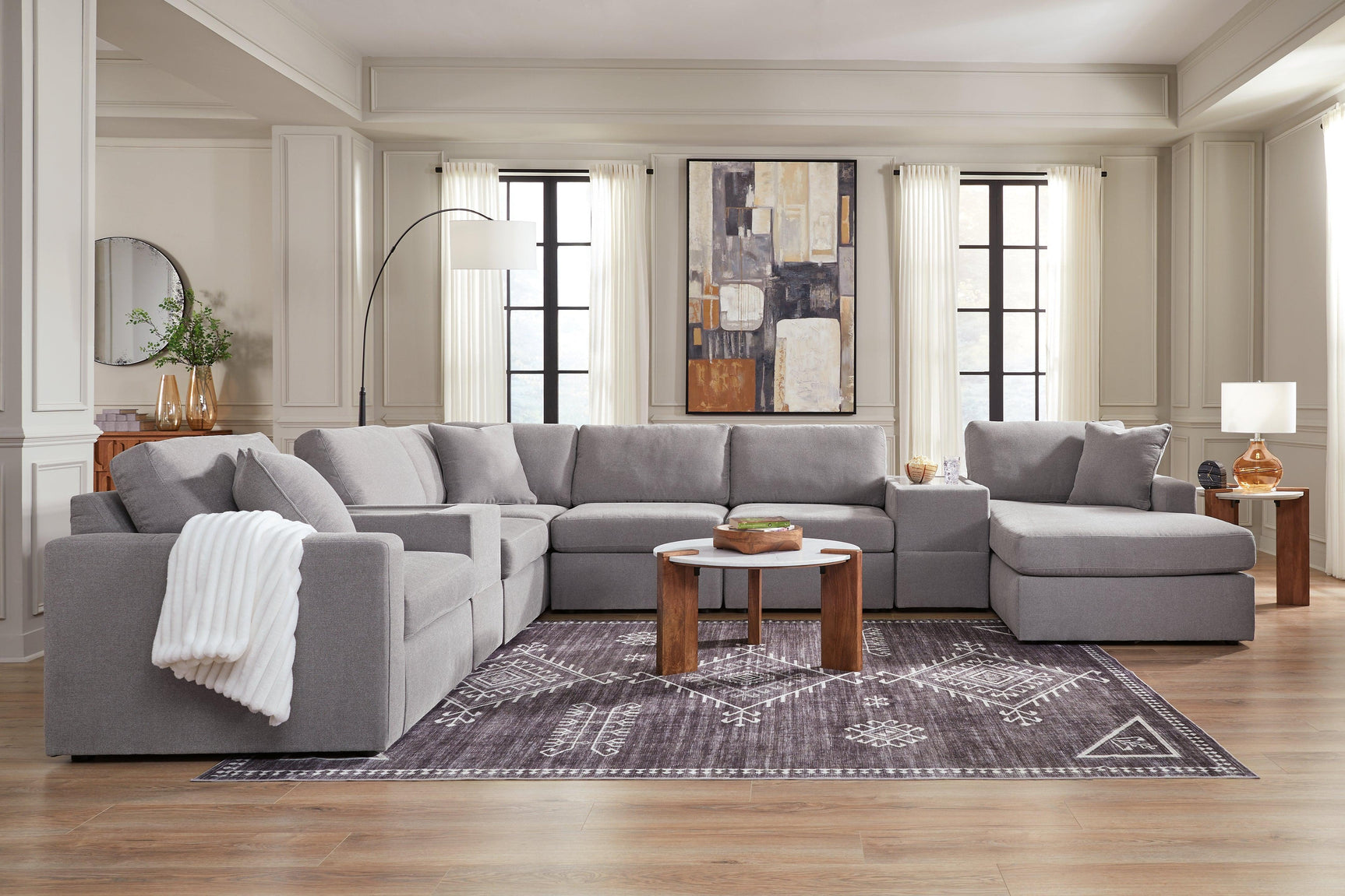 Modmax Granite Performance Fabric,Next-Gen Nuvella™ 8-Piece Sectional with Chaise