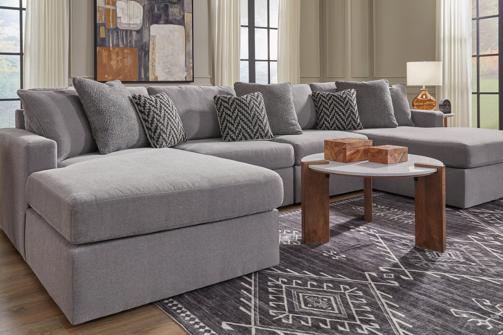 Modmax Granite Performance Fabric,Next-Gen Nuvella™ 4-Piece Sectional with Chaise