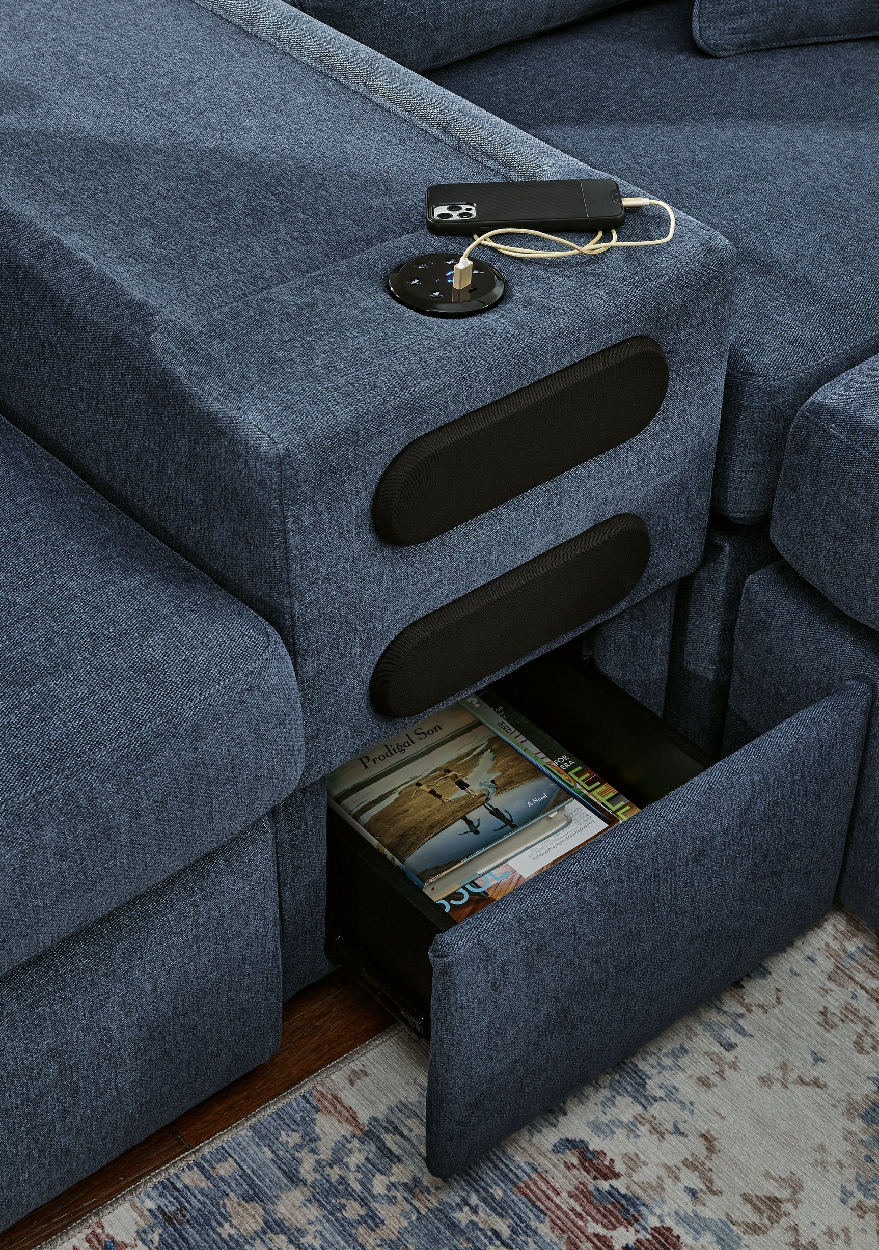Modmax Ink Performance Fabric,Next-Gen Nuvella™ 7-Piece Sectional with Audio Console