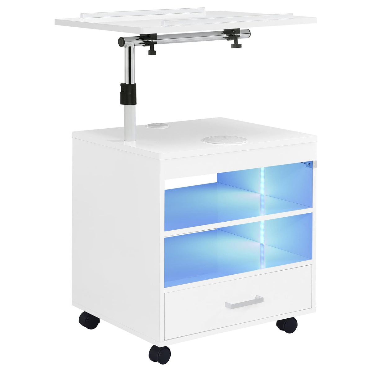 Lerma 1-Drawer Adjustable Tray Top Nightstand with Speaker White High Gloss — product image 2