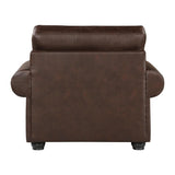 Foxborough Dark Brown Traditional Solid Wood And Plywood Faux Leather Upholstery Chair - Ella Furniture