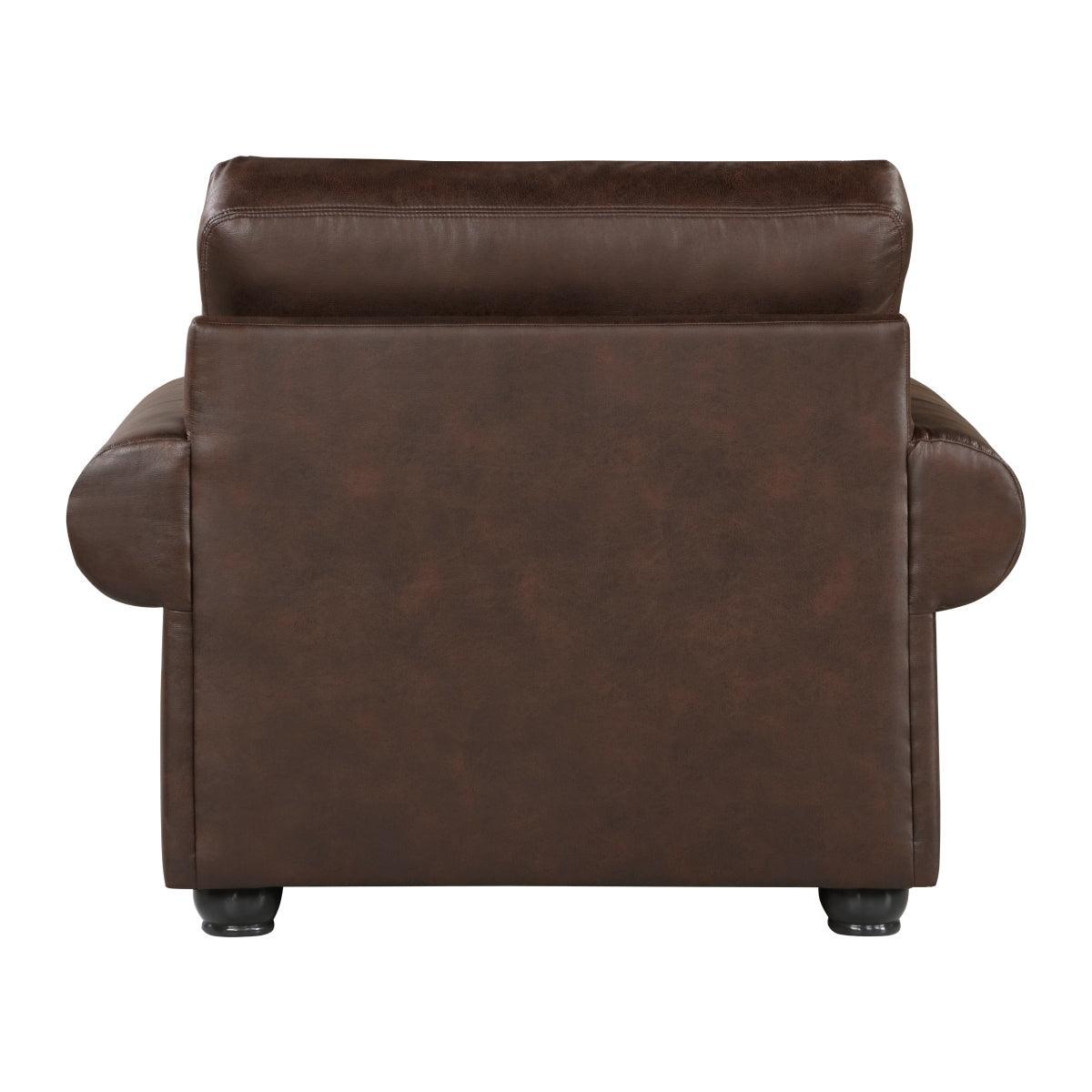 Foxborough Dark Brown Traditional Solid Wood And Plywood Faux Leather Upholstery Chair - Ella Furniture