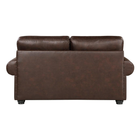 Franklin Dark Brown Traditional Solid Wood Plywood Polished Microfiber Upholstery Loveseat - Ella Furniture