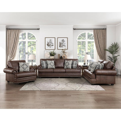 Foxborough Dark Brown Traditional Solid Wood And Plywood Faux Leather Upholstery Chair - Ella Furniture