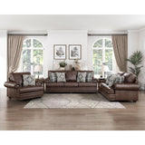 Franklin Dark Brown Traditional Solid Wood And Plywood Polished Microfiber Upholstery Sofa - Ella Furniture