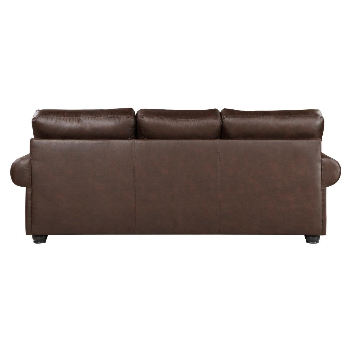 Franklin Dark Brown Traditional Solid Wood And Plywood Polished Microfiber Upholstery Sofa - Ella Furniture