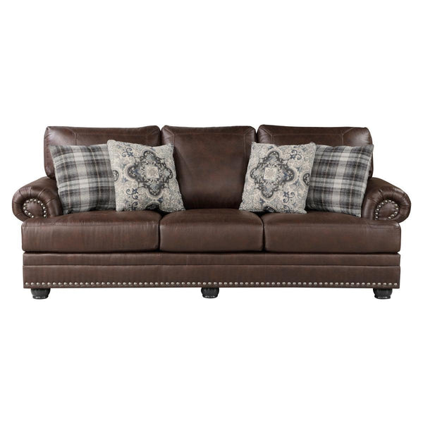 Franklin Dark Brown Traditional Solid Wood And Plywood Polished Microfiber Upholstery Sofa - Ella Furniture