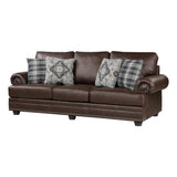 Franklin Dark Brown Traditional Solid Wood And Plywood Polished Microfiber Upholstery Sofa - Ella Furniture