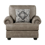 Franklin Gray Traditional Solid Wood And Plywood Polished Microfiber Upholstery Chair - Ella Furniture