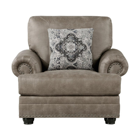 Franklin Gray Traditional Solid Wood And Plywood Polished Microfiber Upholstery Chair - Ella Furniture