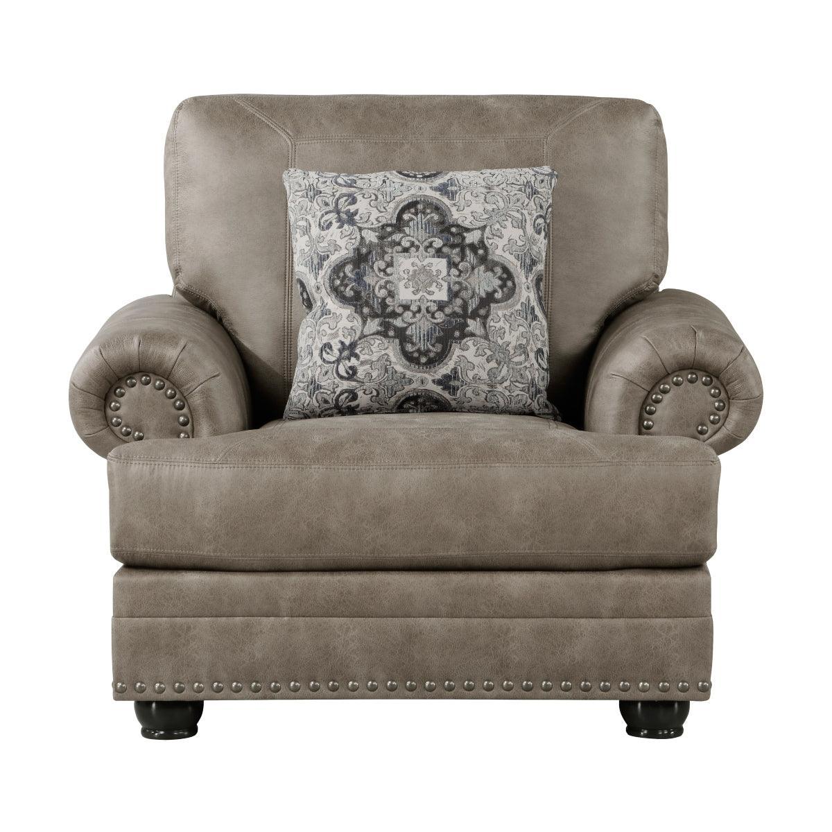 Franklin Gray Traditional Solid Wood And Plywood Polished Microfiber Upholstery Chair - Ella Furniture