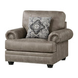 Franklin Gray Traditional Solid Wood And Plywood Polished Microfiber Upholstery Chair - Ella Furniture