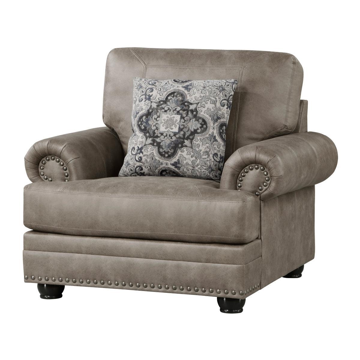 Franklin Gray Traditional Solid Wood And Plywood Polished Microfiber Upholstery Chair - Ella Furniture