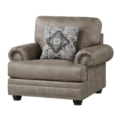 Franklin Gray Traditional Solid Wood And Plywood Polished Microfiber Upholstery Chair - Ella Furniture
