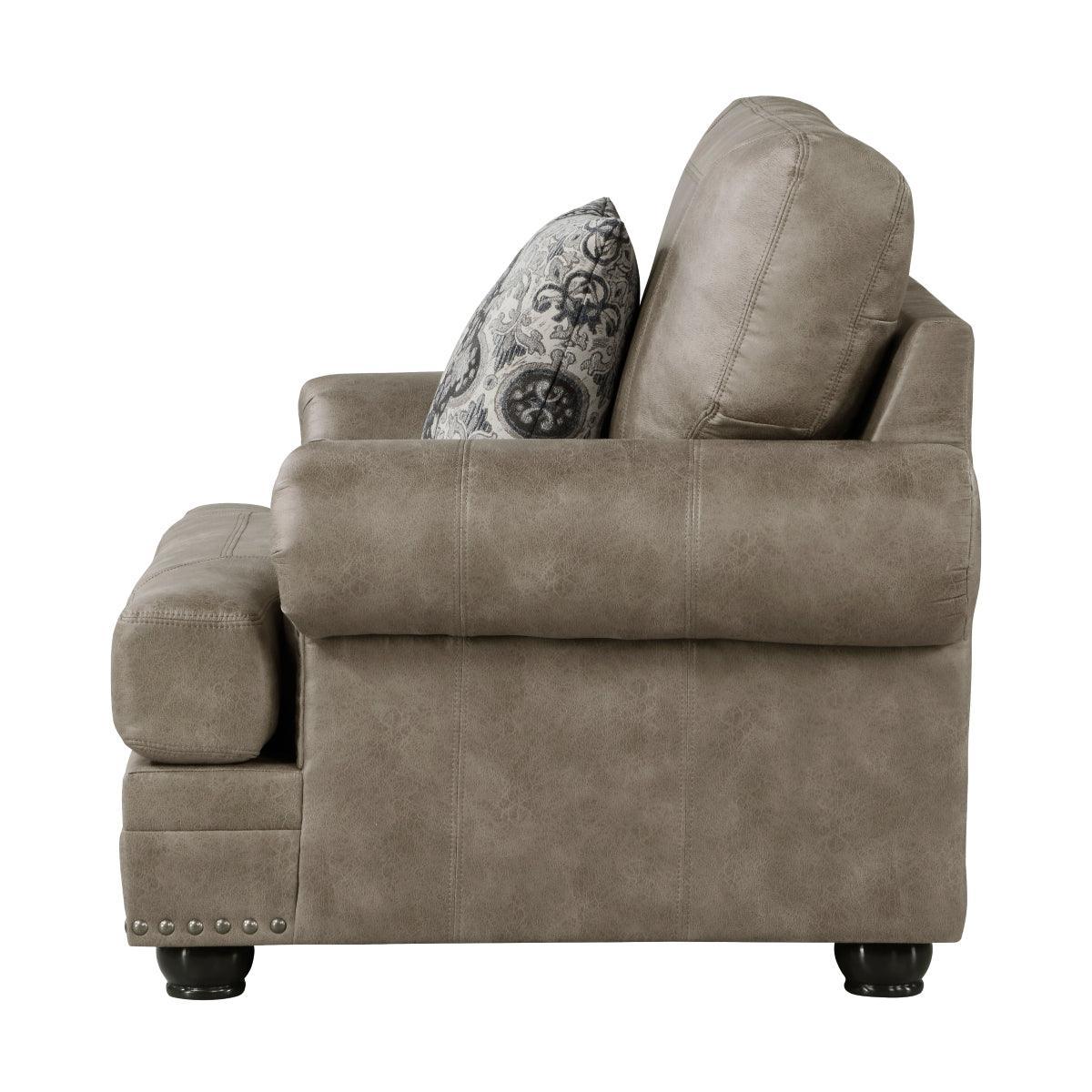Franklin Gray Traditional Solid Wood And Plywood Polished Microfiber Upholstery Chair - Ella Furniture