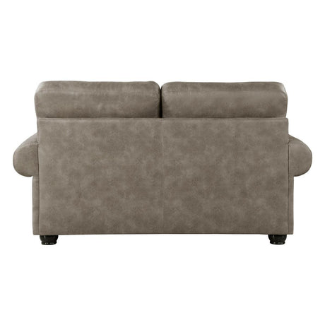 Gray Traditional Modern Solid Wood And Plywood Faux Leather Upholstered Tufted Loveseat - Ella Furniture