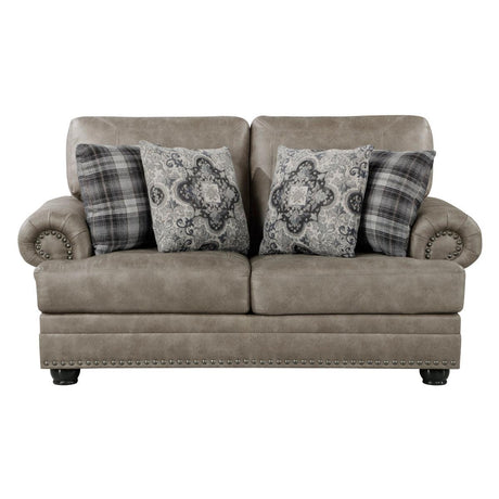 Gray Traditional Modern Solid Wood And Plywood Faux Leather Upholstered Tufted Loveseat - Ella Furniture