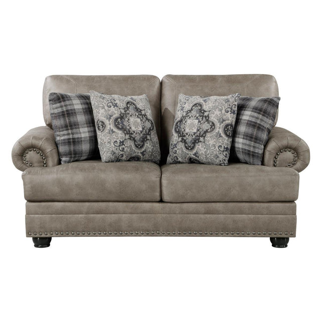 Gray Traditional Modern Solid Wood And Plywood Faux Leather Upholstered Tufted Loveseat - Ella Furniture