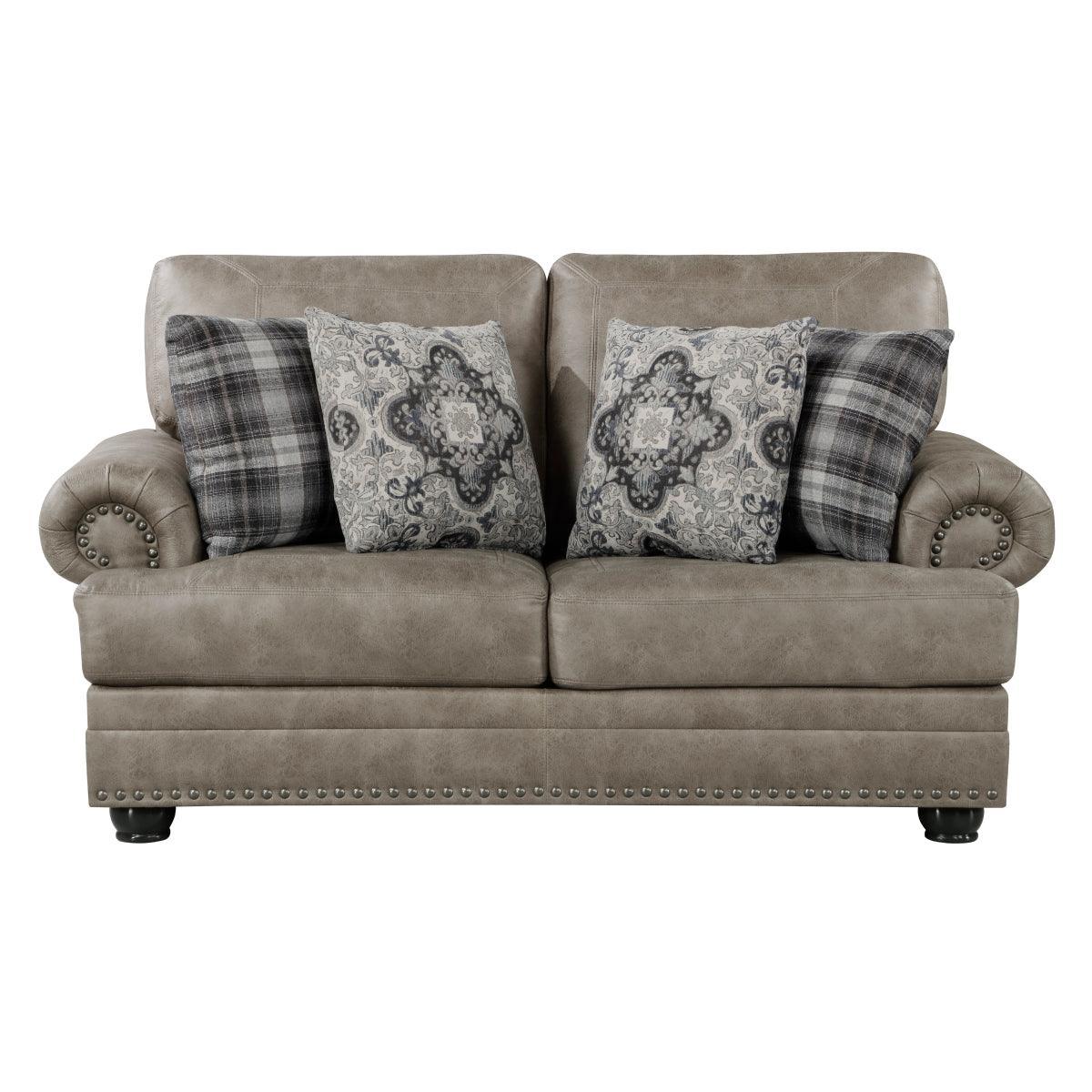 Gray Traditional Modern Solid Wood And Plywood Faux Leather Upholstered Tufted Loveseat - Ella Furniture