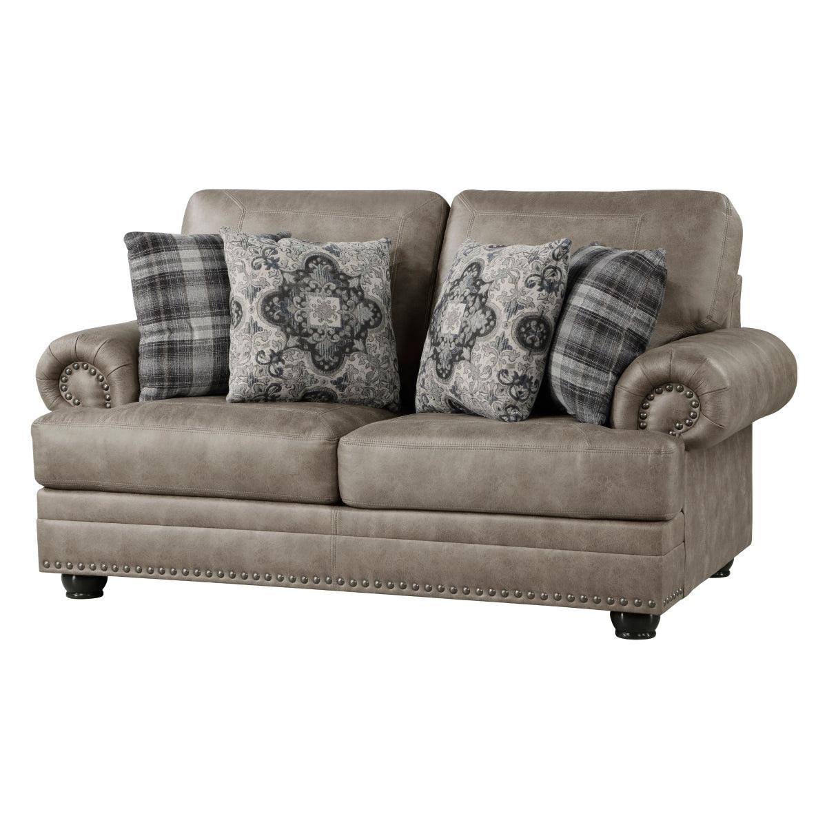 Gray Traditional Modern Solid Wood And Plywood Faux Leather Upholstered Tufted Loveseat - Ella Furniture