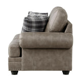 Gray Traditional Modern Solid Wood And Plywood Faux Leather Upholstered Tufted Loveseat - Ella Furniture