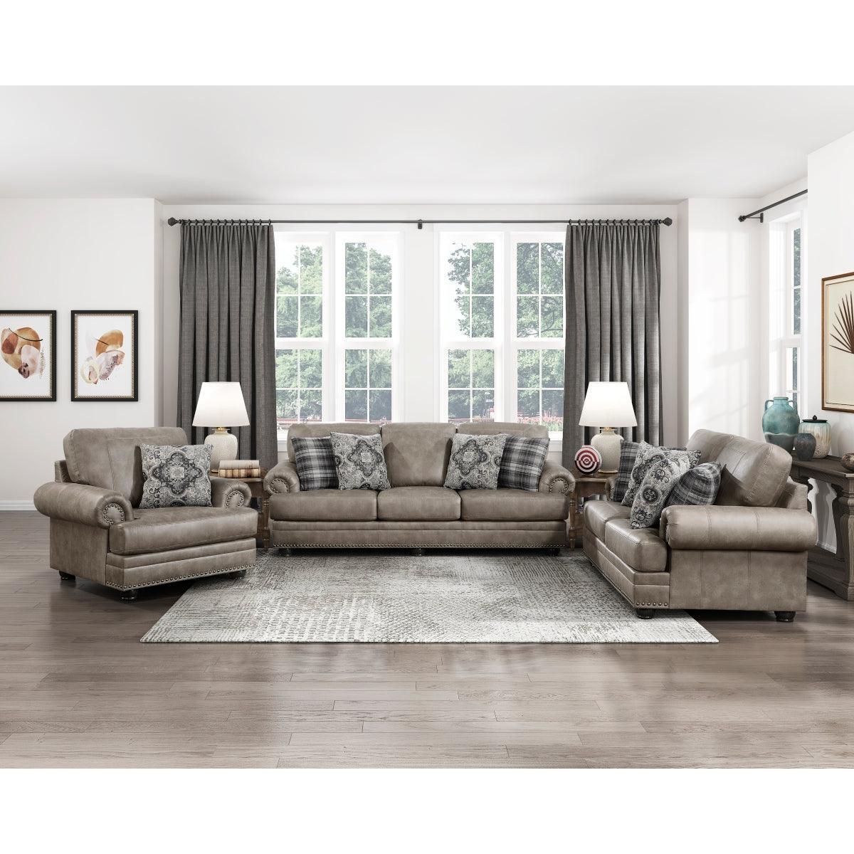 Franklin Gray Traditional Solid Wood And Plywood Polished Microfiber Upholstery Sofa - Ella Furniture