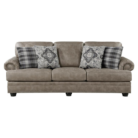 Franklin Gray Traditional Solid Wood And Plywood Polished Microfiber Upholstery Sofa - Ella Furniture