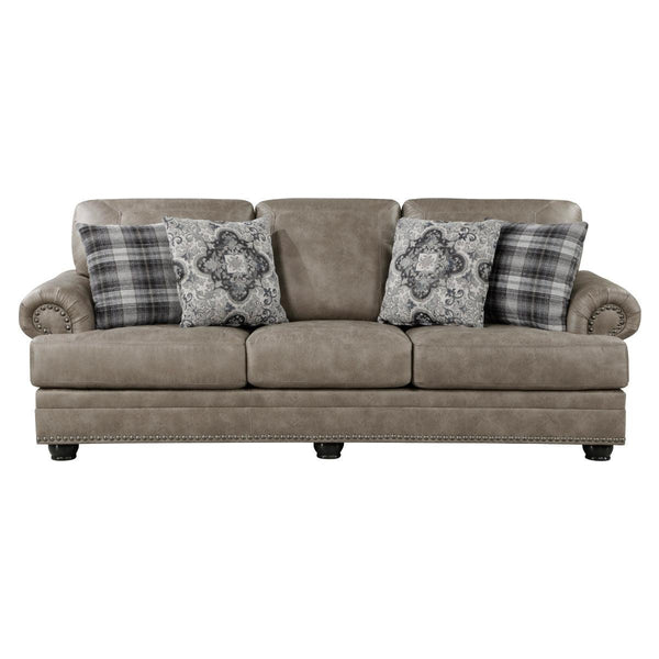 Franklin Gray Traditional Solid Wood And Plywood Polished Microfiber Upholstery Sofa - Ella Furniture