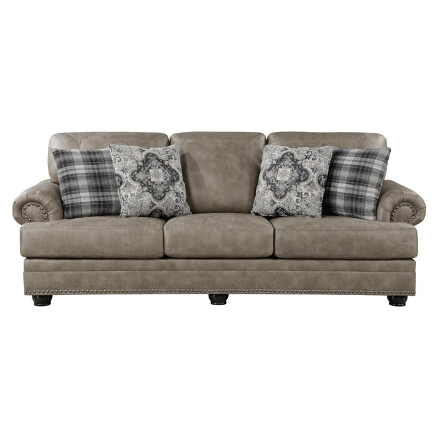Franklin Gray Traditional Solid Wood And Plywood Polished Microfiber Upholstery Sofa - Ella Furniture