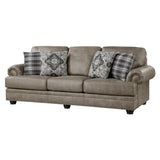 Franklin Gray Traditional Solid Wood And Plywood Polished Microfiber Upholstery Sofa - Ella Furniture