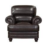 Milford Brown Modern Traditional Solid Wood And Plywood Faux Leather Upholstery Chair - Ella Furniture