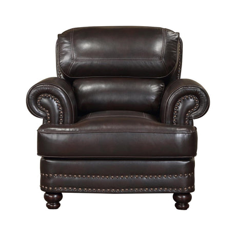Milford Brown Modern Traditional Solid Wood And Plywood Faux Leather Upholstery Chair - Ella Furniture