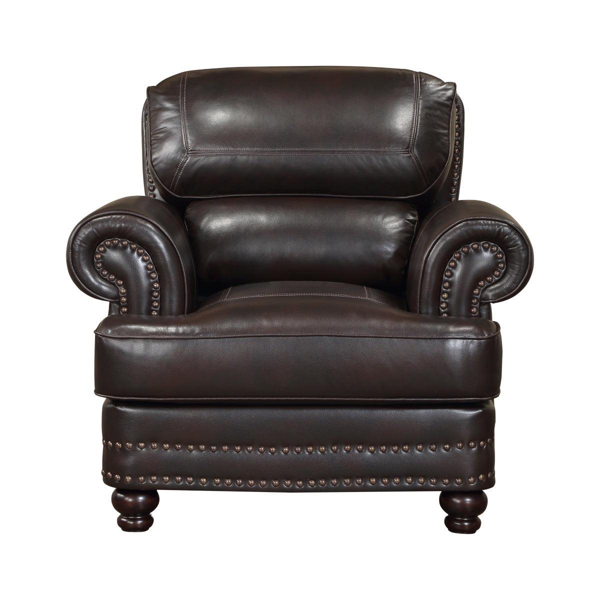 Milford Brown Modern Traditional Solid Wood And Plywood Faux Leather Upholstery Chair - Ella Furniture