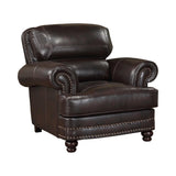 Milford Brown Modern Traditional Solid Wood And Plywood Faux Leather Upholstery Chair - Ella Furniture