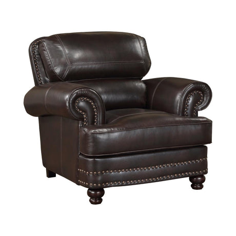 Milford Brown Modern Traditional Solid Wood And Plywood Faux Leather Upholstery Chair - Ella Furniture
