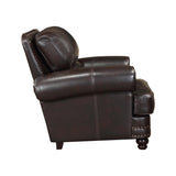 Milford Brown Modern Traditional Solid Wood And Plywood Faux Leather Upholstery Chair - Ella Furniture