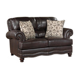Milford Brown Modern Traditional Solid Wood And Plywood Faux Leather Upholstery Loveseat - Ella Furniture