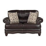 Milford Brown Modern Traditional Solid Wood And Plywood Faux Leather Upholstery Loveseat - Ella Furniture