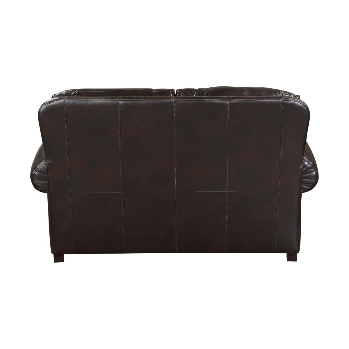 Milford Brown Modern Traditional Solid Wood And Plywood Faux Leather Upholstery Loveseat - Ella Furniture