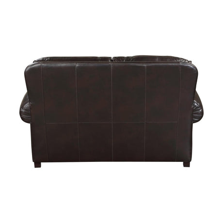 Milford Brown Modern Traditional Solid Wood And Plywood Faux Leather Upholstery Loveseat - Ella Furniture