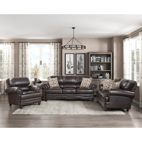 Milford Brown Modern Traditional Solid Wood And Plywood Faux Leather Upholstery Chair - Ella Furniture
