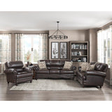 Milford Brown Modern Traditional Solid Wood And Plywood Faux Leather Upholstery Loveseat - Ella Furniture