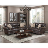 Milford Brown Modern Traditional Solid Wood And Plywood Faux Leather Upholstery Loveseat - Ella Furniture
