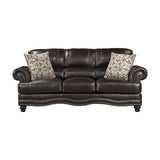 Milford Brown Modern Traditional Solid Wood And Plywood Faux Leather Upholstery Sofa - Ella Furniture