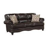 Milford Brown Modern Traditional Solid Wood And Plywood Faux Leather Upholstery Sofa - Ella Furniture